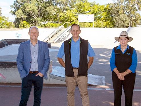 Cr Mathers, Mayor Williams, Cr Smith celebrate the Stapleton Park Upgrades