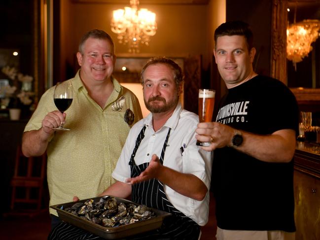 Wine connoisseur Glen Gilmore, executive chef Adam Fitzgerald and head brewer Glen Nolen are set for the Grain Vs Grape at the Brewery. Picutre: Evan Morgan