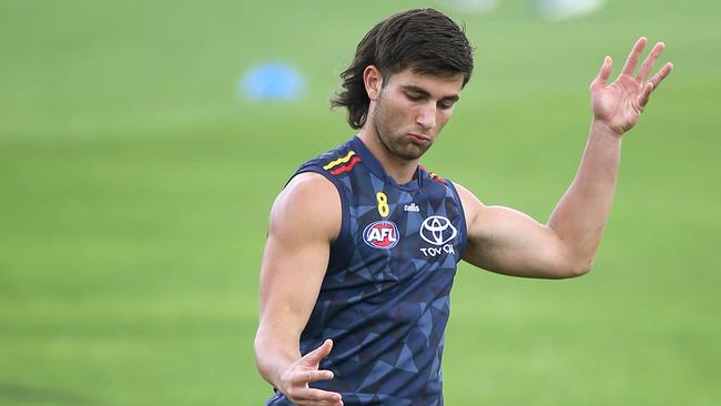 Josh Rachele might be held back this week by the Crows despite nearing full fitness. Picture: Dean Martin