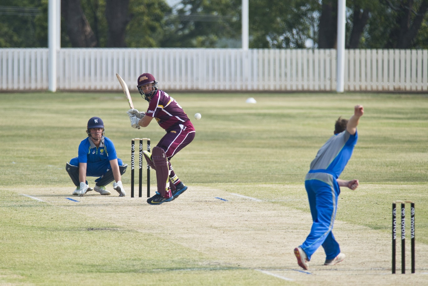 Andy Bichel bats for Bulls Masters against Australian Country XI in Australian Country Cricket Championships exhibition match at Heritage Oval, Sunday, January 5, 2020. Picture: Kevin Farmer