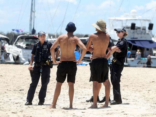 Australia Day on the Broadwater. Photo at Wavebreak Island of police on patrol. Photo by Richard Gosling