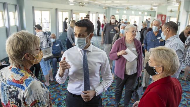 Opposition Leader David Crisafulli and Opposition health spokeswoman Ros Bates at the Thursday meeting. Picture: Lachie Millard