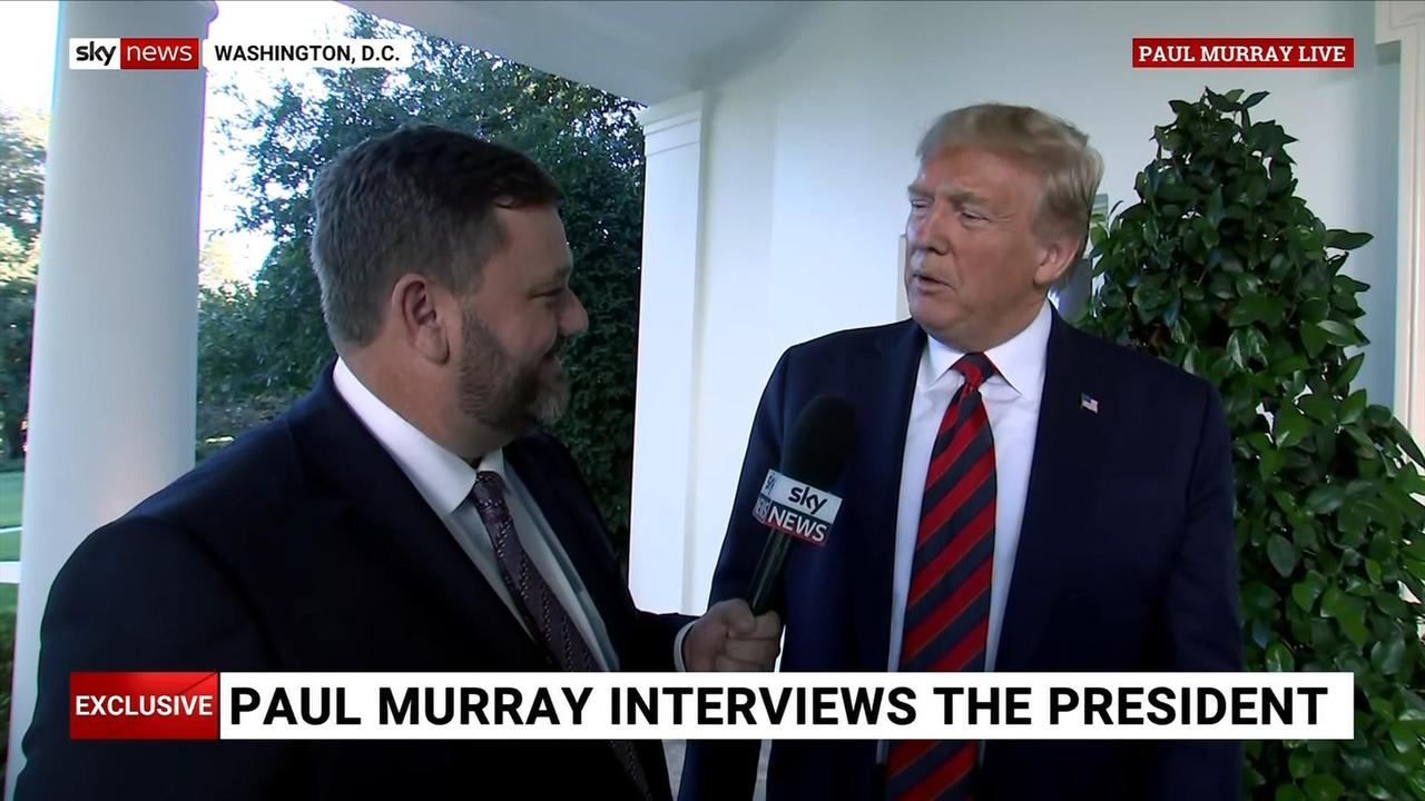 Paul Murray interviewing Donald Trump. Picture: Sky News