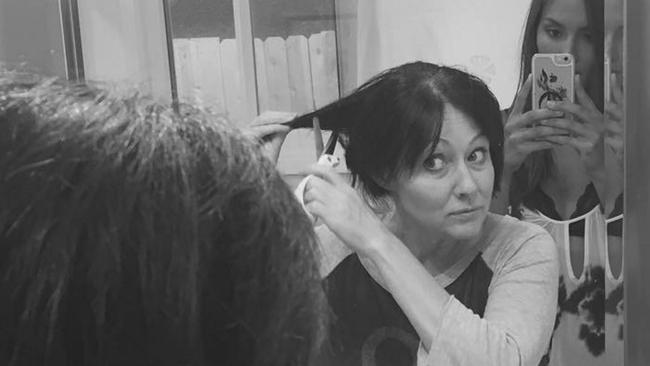 Shannen Doherty has shaved her head as she battles cancer. Picture: Instagram