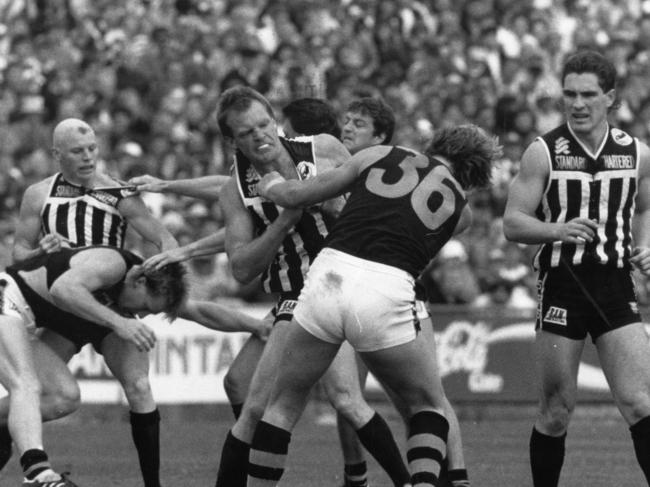 Footballer Scott Salisbury. SANFL football - Port Adelaide vs Glenelg Grand Final match at Football Park 01 Oct 1988.