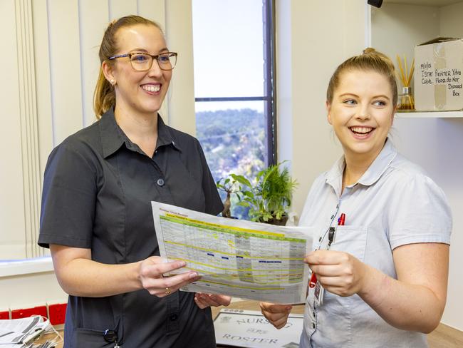 Sarina Hospital nurse unit manager Tammi O'Shea and registered nurse Ebony Glendinning.