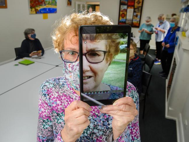 Karen Green has play with her iPad at the Mount Street Neighbourhood House.Barbara Donelson has been running online IT courses for the elderly to keep them connected with family members and able to do basic digital transactions etc while in lockdownThe Thanks A Million campaign was launched by News Corp nationally to recognise the everyday Aussies who have been working to keep Australia on track throughout the difficulties of 2020 - bushfires, COVID etc.Picture: Jay Town