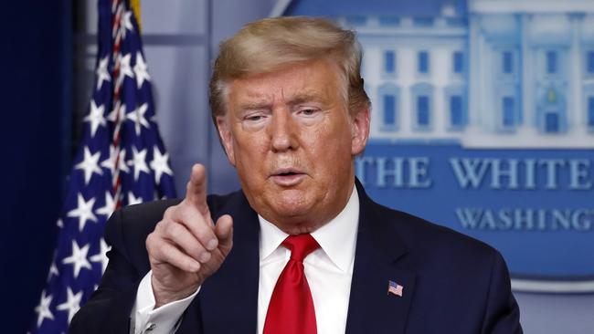 A Gallup poll released this week shows 60 per cent of Americans approve of Donald Trump’s handling of the crisis. Picture: AP