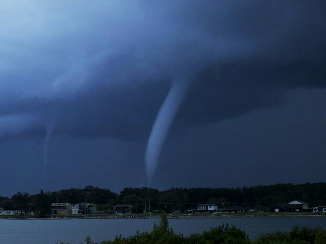 Must Credit Kirra Moffitt. Taken at Harrington Manning river at 4.25pm on a Nikon camera the Waterspouts at Harrington today.