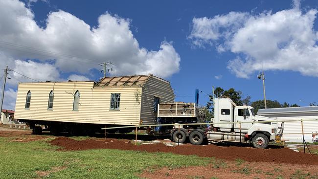 The church on the back of the tow truck was being moved from Dalby to a Lower Beechmont property. Photo: Emily Halloran