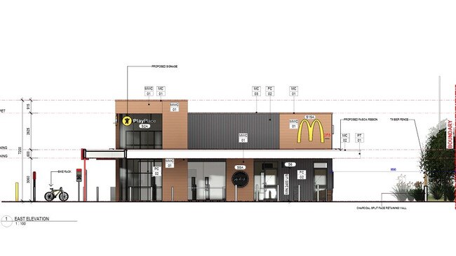 An artist's impression of a proposed McDonald's fast food restaurant, with drive-through facility, at the corner of Rosebery St and Kenneth Rd, Balgowlah. Picture: Webber Architects