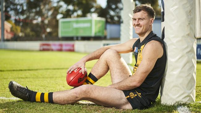 Tigers midfielder Cole Gerloff at Glenelg Oval. Picture: Matt Loxton