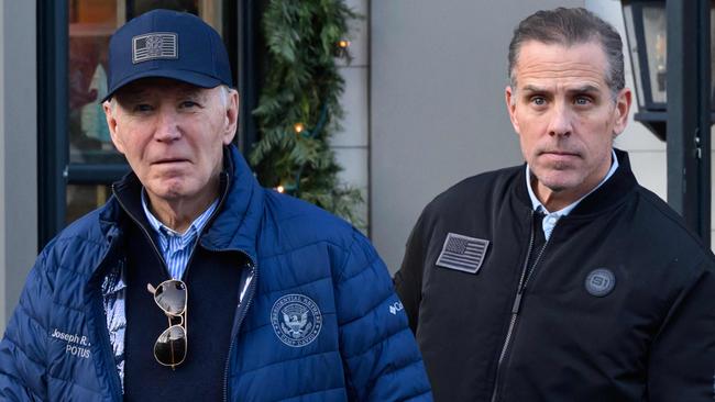 Former US president Joe Biden and his son Hunter Biden in November 2024. Biden issued an official pardon for his son. who was facing sentencing for two criminal cases related to tax evasion and the purchase of a firearm. Picture: AFP