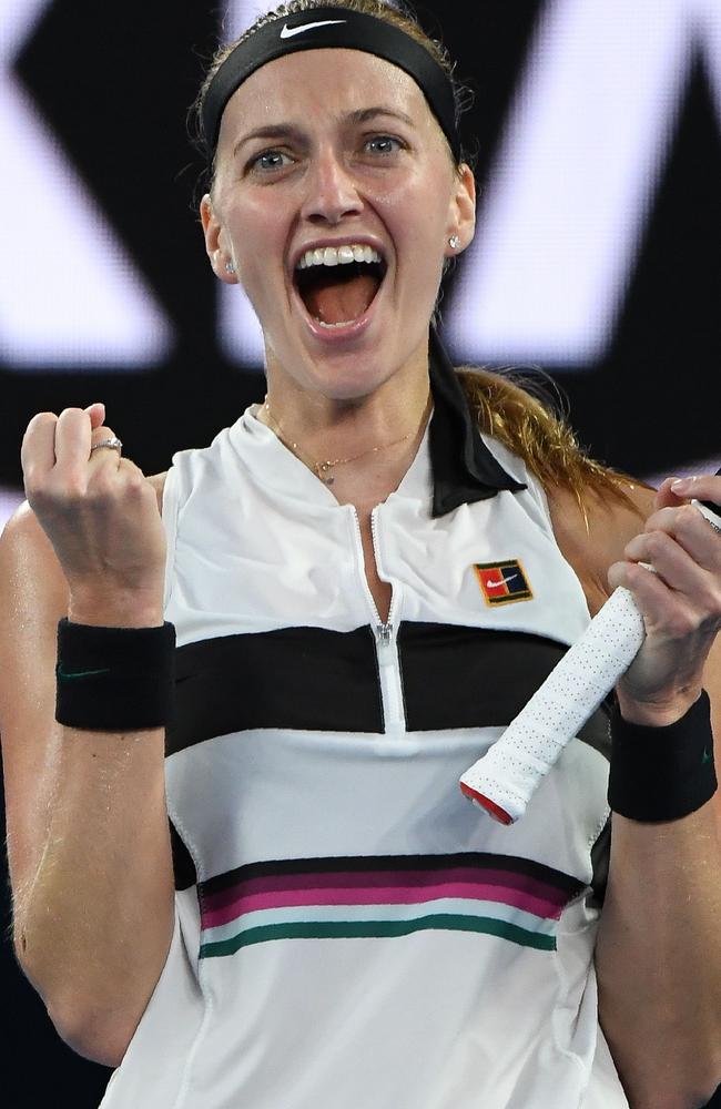 Petra Kvitova has charged into the final four in Melbourne.