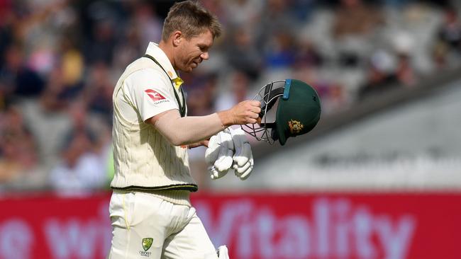 David Warner is enduring a horror Ashes series. Picture: AFP