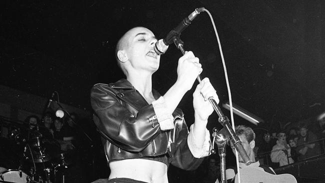 Sinead O'Connor on stage at the Olympic Ballroom, in 1988. Picture: Getty