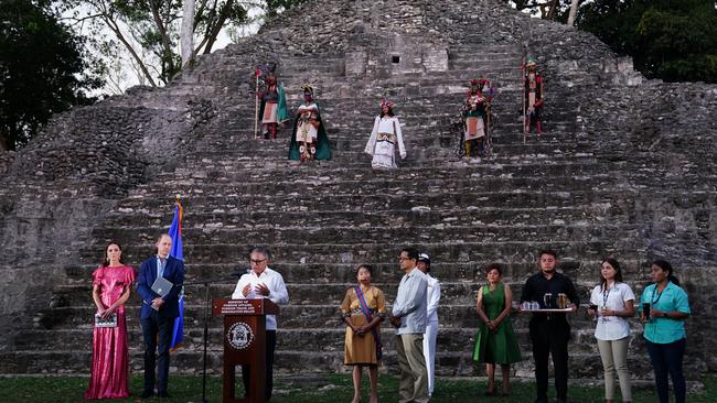 Kate and William were guests of honour at a special reception held by the Belize government in Cahal Pech, Belize. Picture: Jane Barlow/Pool/Getty Images