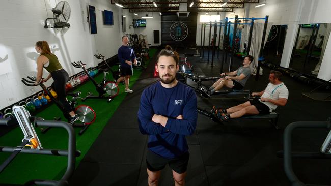 Fitness trainer Beau Williamson at Body Fit Training, Kent Town, would love to cater for larger group fitness classes. Picture: Sam Wundke