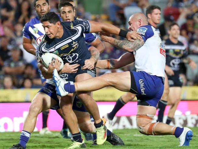 Jason Taumalolo dominated David Klemmer and the Bulldogs. Picture: AAP