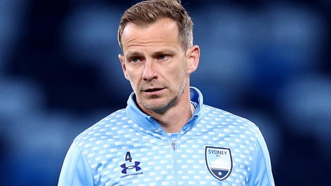 SYDNEY, AUSTRALIA - MAY 12:  Alex Wilkinson of Sydney FC warms up before the first leg of the A-League Men's Semi Final between Sydney FC and Melbourne City at Allianz Stadium, on May 12, 2023, in Sydney, Australia. (Photo by Matt King/Getty Images)