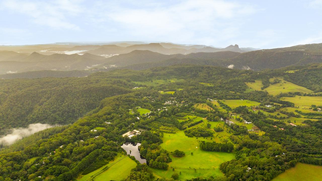 Aerial photos of the Eaglemont Estate site at Springbrook which has been bought by the Gold Coast City Council and will be a potential landing site for the proposed cableway. Picture: Gold Coast City Council