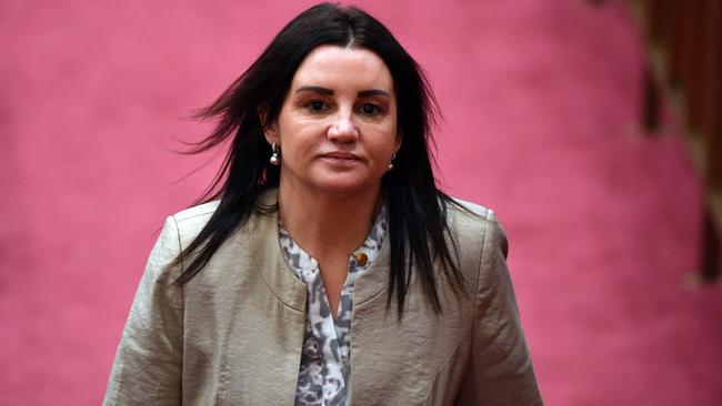 Tasmanian Senator Jacqui Lambie during general motions in the Senate chamber at Parliament House in Canberra yesterday. Photo: AAP