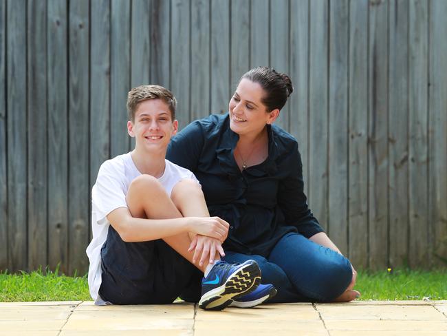 Adam Brooker with his mum J'aimee. Picture: Claudia Baxter