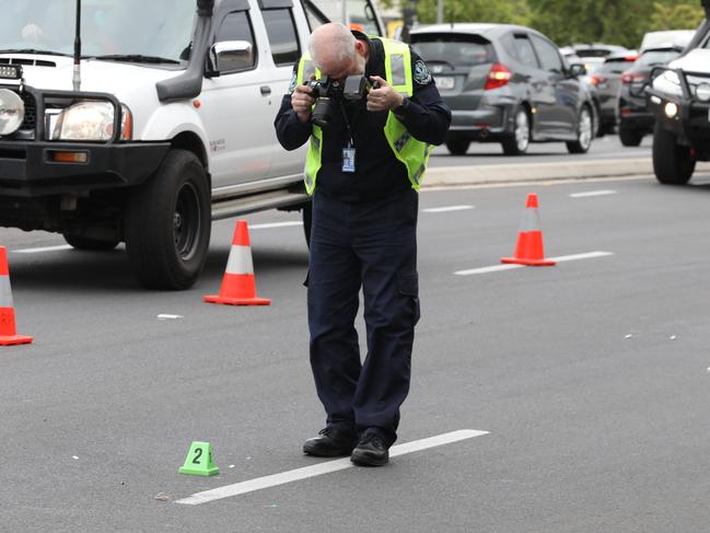 Police and emergency services are at the scene of a serious crash at Holden Hill.Just before 4.15am on Tuesday 20 December police and SA ambulance responded to reports of a crash between a car and a pedestrian on Sudholz Road.The driver of the car did not stop at the scene. The pedestrian was taken to the Royal Adelaide Hospital where he remains in a critical condition. 20 December 2022. Picture Dean MartinMajor Crash Officers are attending the scene.