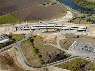 An aerial view of West Ballina and the major bypass construction works pictured in February. Picture:  David Nielsen