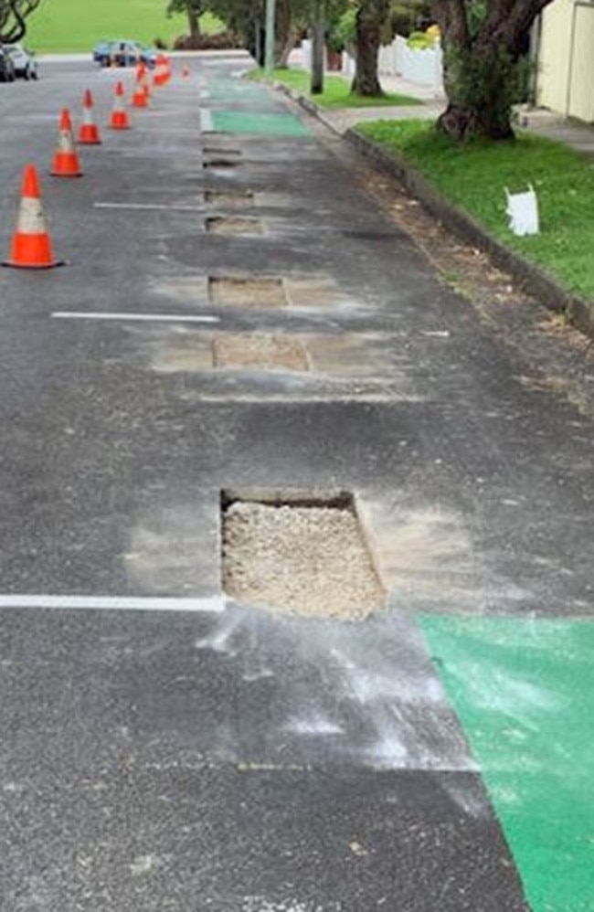 The Heath Street path has been ripped up, leaving locals furious. Picture: Instagram/Canada Bay Bicycle User Group