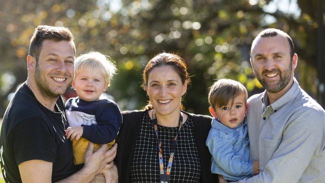 Adam and William Tardif and David and Frankie Conti had help from Moreland Council’s Leanne Giardina (centre) to form the group. Picture: Valeriu Campan