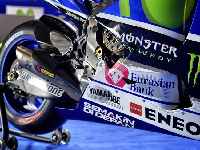 The 2015 Yamaha YZR-M1 MotoGP bike.