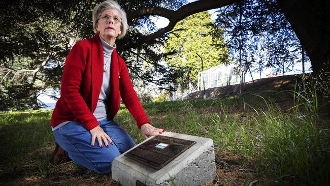 Andrea Gerrard OAM at the memorial of her great uncle Captain Arthur Harold Appleby at Hobart’s Soldiers’ Memorial Avenue. Picture Chris Kidd