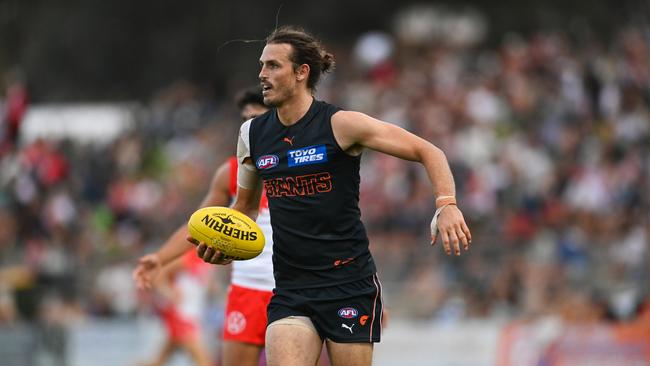 Giants defender Phil Davis kept Lance Franklin to one goal in three quarters. Picture: Mark Jesser