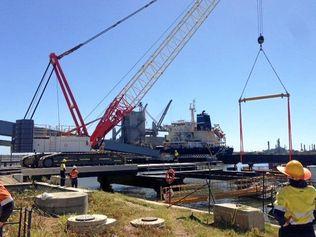 Construction of the wharf at the Wagners plant at Pinkenba using  Fibre reinforced polymer and earth friendly concrete. Picture: Contributed