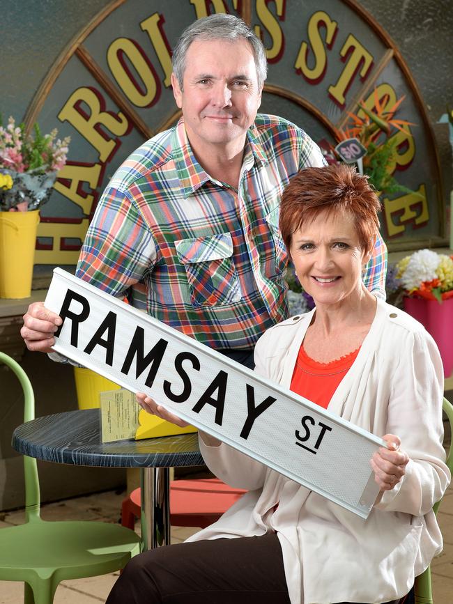 Alan Fletcher and Jackie Woodburne who play Dr Karl and Susan Kennedy. Picture: Steve Tanner