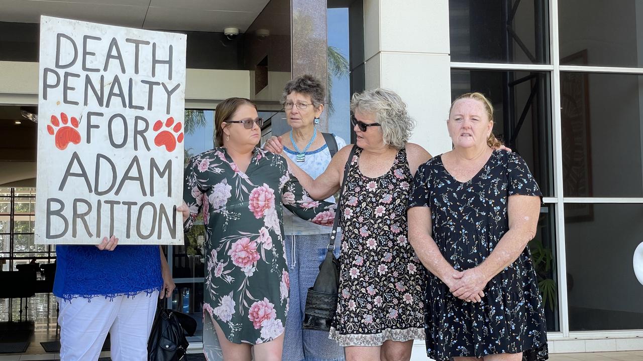 Humpty Doo woman Merinda Sharpe (second from right) with other activists outside the Supreme Court calling for the death penalty for Adam Britton.