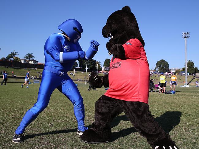 There is no love lost between the rival mascots.