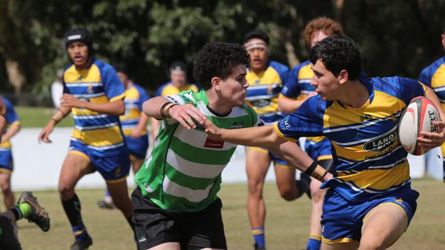 Action galleries of the junior rugby union grand finals, match played at Surfers Paradise Home Ground. Gold Coast Eagles Vs Currumbin Alligators under 16s division. Picture Mike Batterham