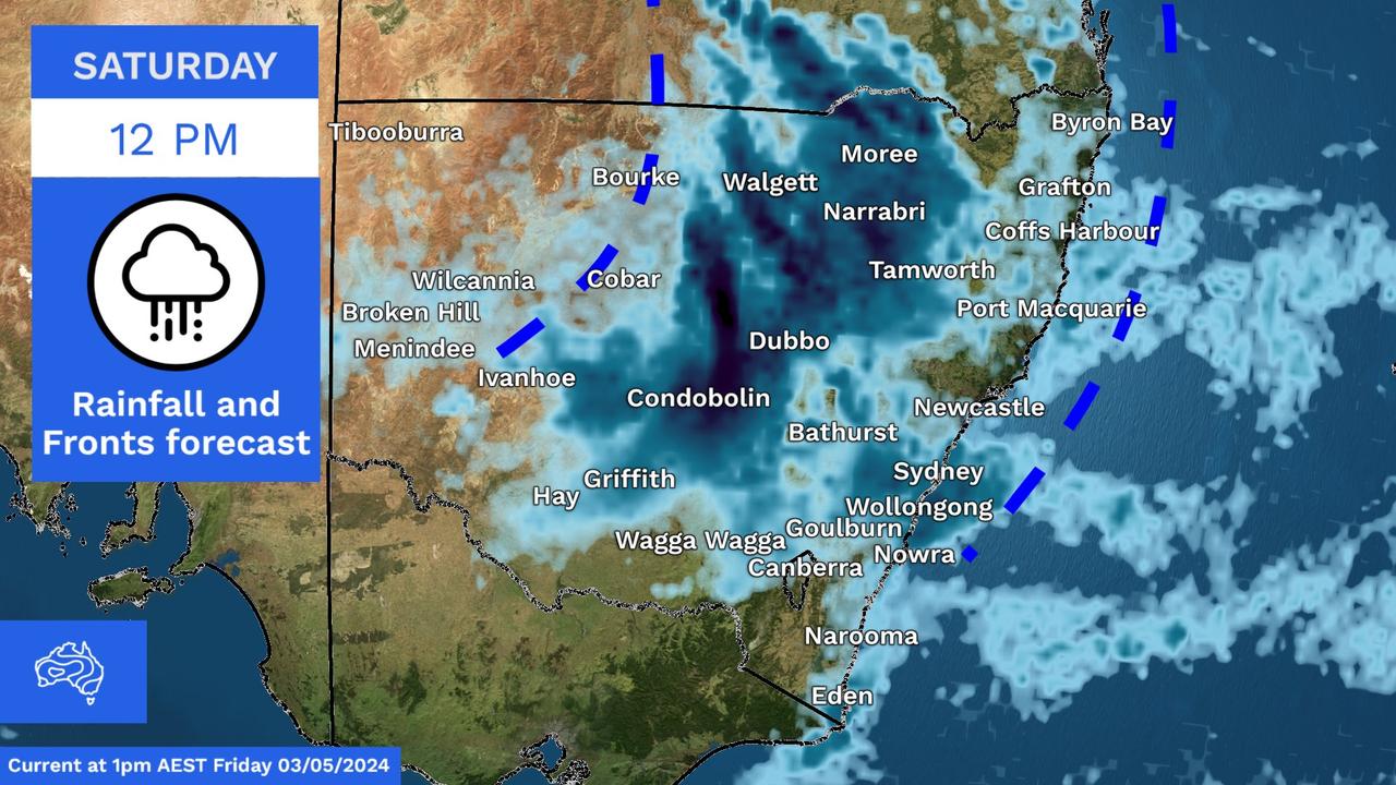 Rain is forecast to intensify on Saturday afternoon. Picture: BOM