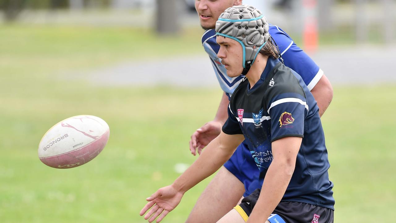 RUGBY LEAGUE: Justin Hodges and Chris Flannery 9s Gala Day. Grand final, Caloundra State High School V Redcliffe State High, year 12. Picture: Patrick Woods.