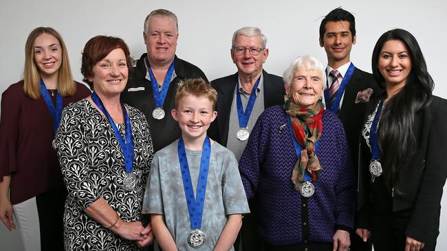 2016 Pride of Australia Tasmanian winners, form left, Nicole Whitton, Lisa Jones, Jaimes Wiggins, Campbell Remess, Percy Jacques, Billie Ridler and Waqas and Hina Durrani.