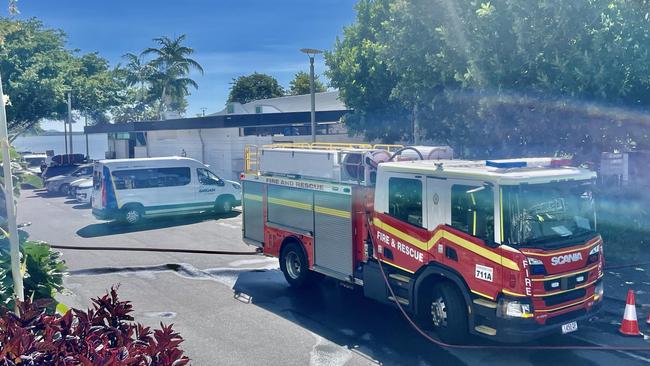 Two QFES trucks attended the blaze. Photo: Peter Carruthers.