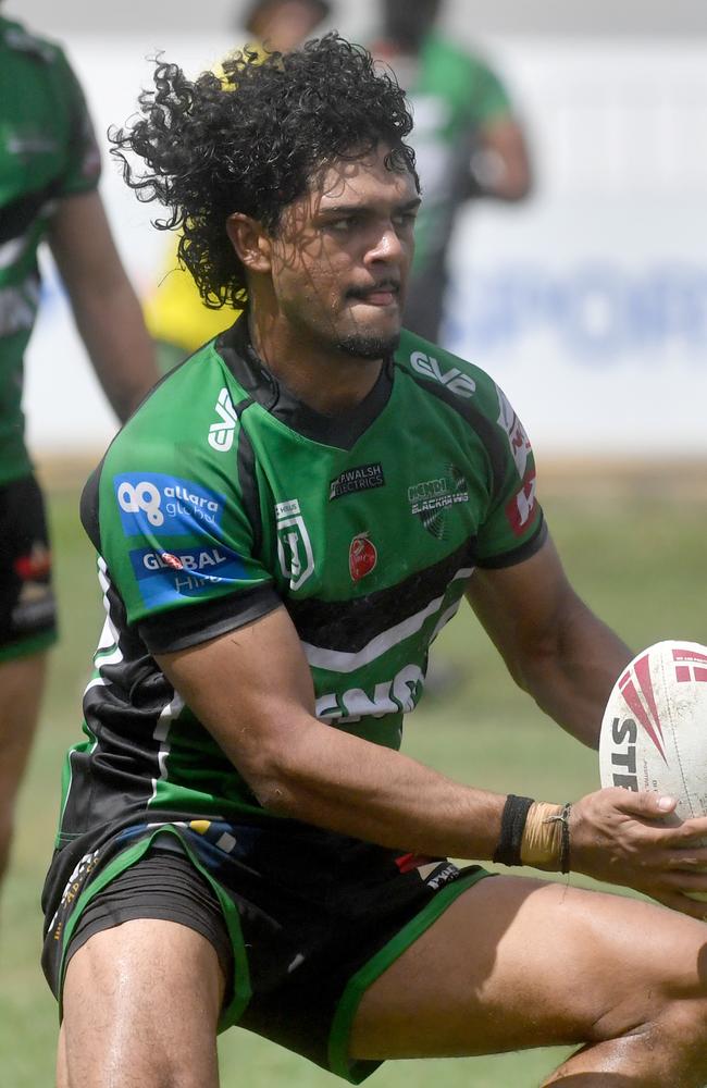 Hostplus Cup game between the Townsville Blackhawks and the Northern Pride at Jack Manski Oval. Blackhawks Assariah Lenoy Sam. Picture: Evan Morgan