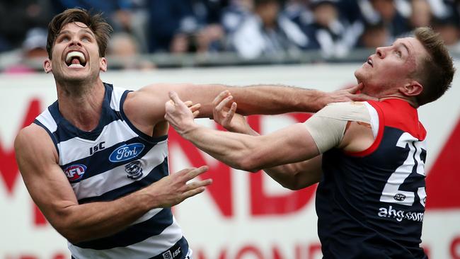 Tom Hawkins played his best game for the year in Round 23. Picture: Colleen Petch