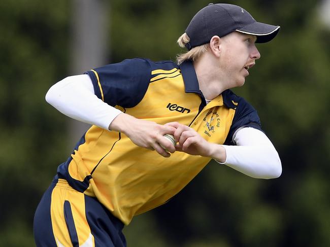 SeddonÃs Captain Liam Braithwaite during the VTCA cricket match between Seddon and Airport West St Christopher's in Yarraville, Saturday, Nov. 20, 2021. Picture: Andy Brownbill