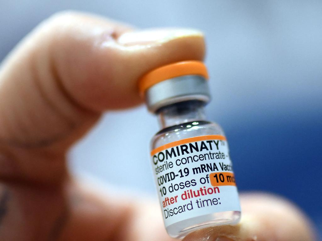 A vial of the Biontech-Pfizer vaccine in the paediatric dosage. Picture: AFP