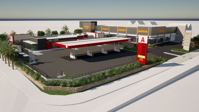 Proposed plans for the service station and retail hub to replace Eagers Holden on Newmarket Rd.