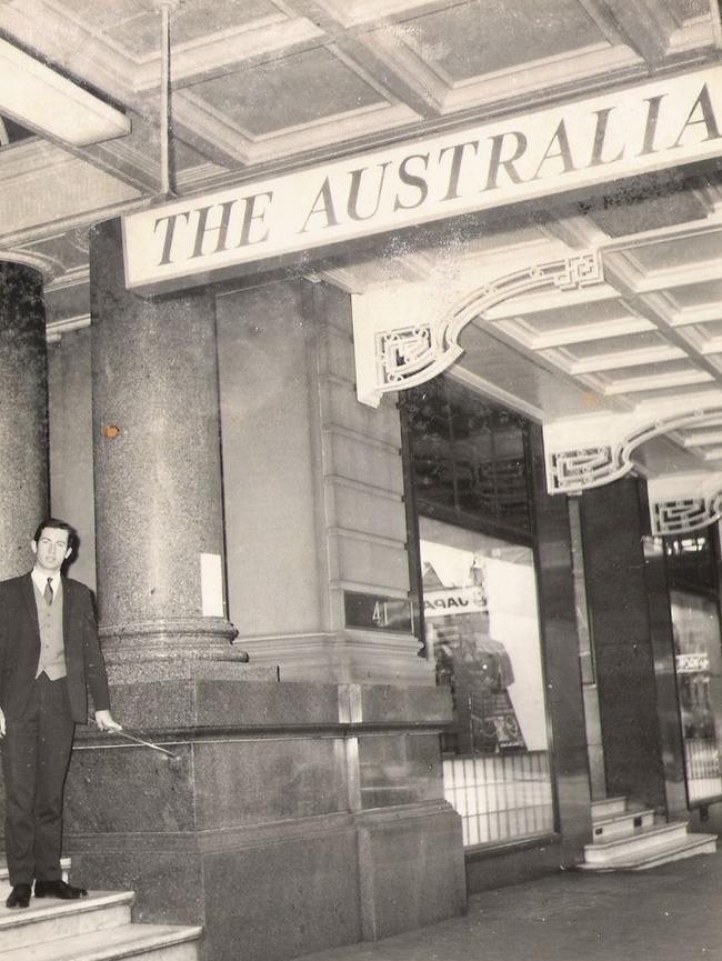 A patron on the marble steps of the Australia circa 1960s.