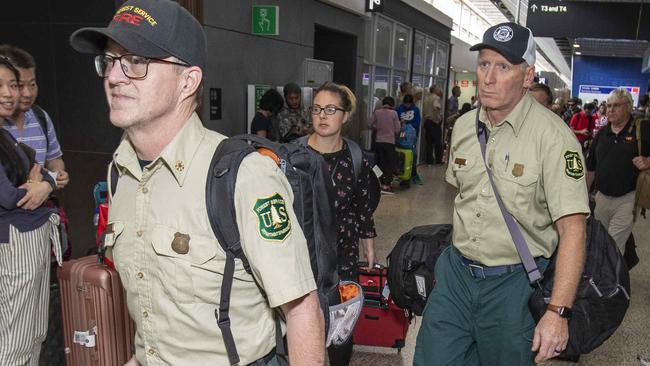 Firefighters from both the US and Canada touched down in Melbourne today. Picture: Tim Carrafa